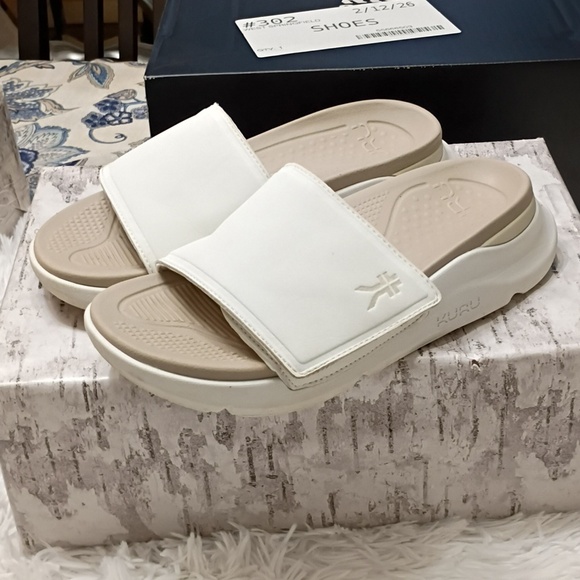 KURU Moment Cream Arch supportive premium recovery slide Sandals Arch Support - Picture 3 of 15